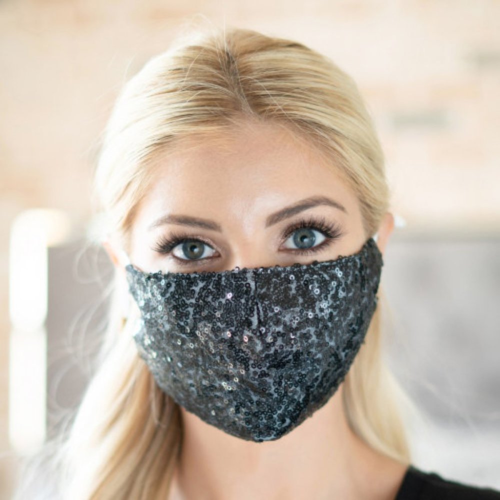 Glamour Sequin Face Mask (Black)